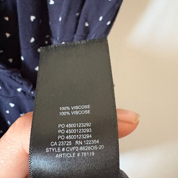 Aritzia Sunday Best New Wrap Dress Ruffle Heart Print Navy Blue Size Small - Picture 8 of 8